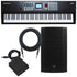 Collage of the components in the Kurzweil SP7 88-Key Stage Piano MONITOR KIT bundle