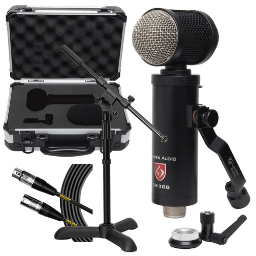 Collage of items included in the Lauten Audio LS-308 Large-diaphragm Condenser Microphone STUDIO PAK