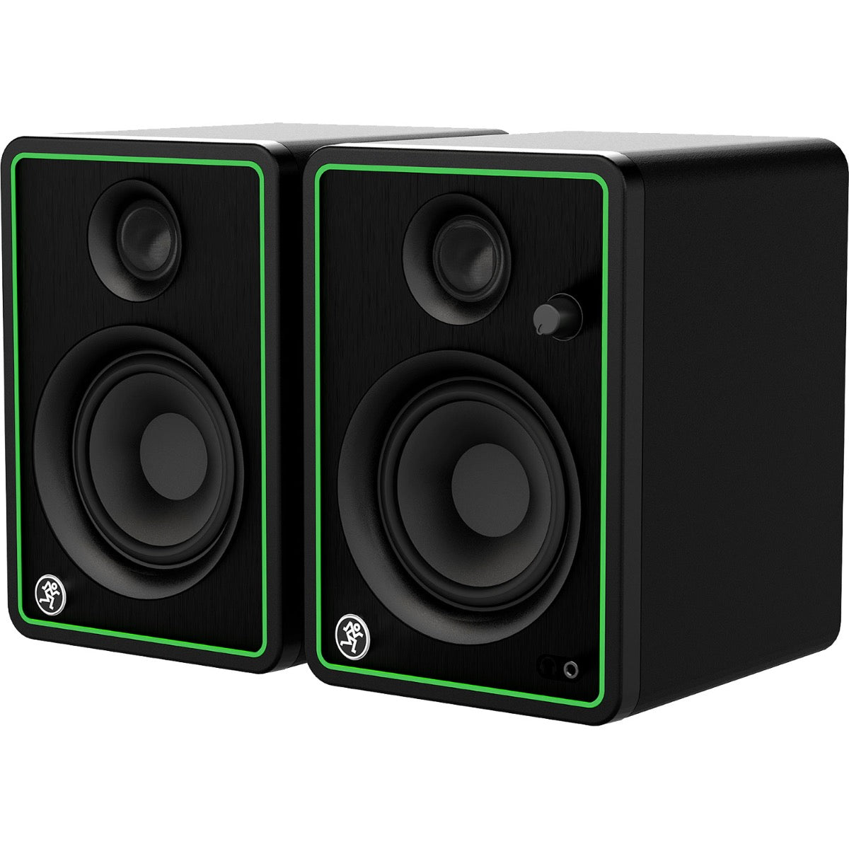 3/4 view of Mackie CR4-XBT 4" Creative Reference Multimedia Monitors w/Bluetooth showing front, right side and top
