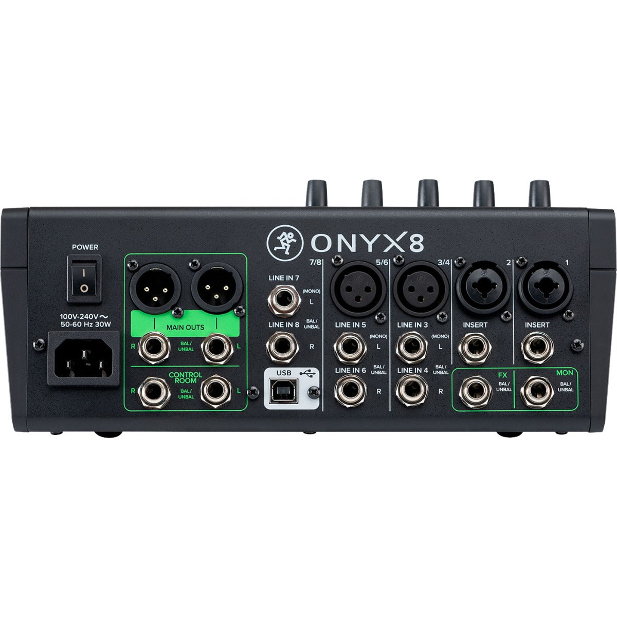 Rear view of Mackie Onyx8 8-Channel Analog Mixer w/Multitrack USB