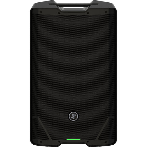 Perspective view of Mackie SRT215 15" 1600W Powered Loudspeaker showing front and top