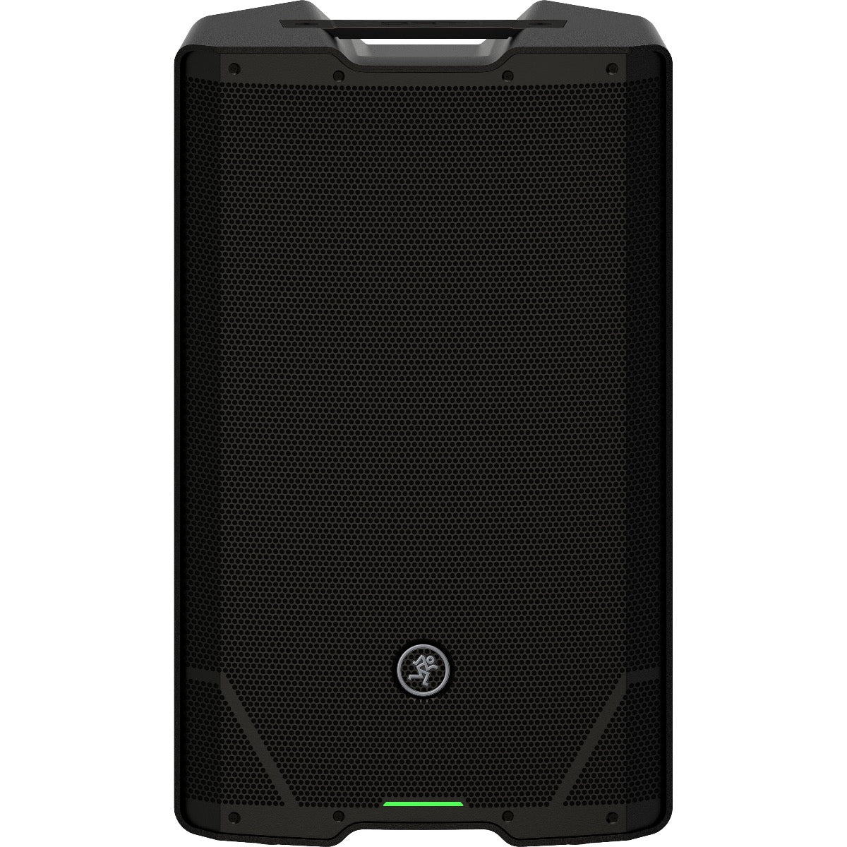 Perspective view of Mackie SRT215 15" 1600W Powered Loudspeaker showing front and top