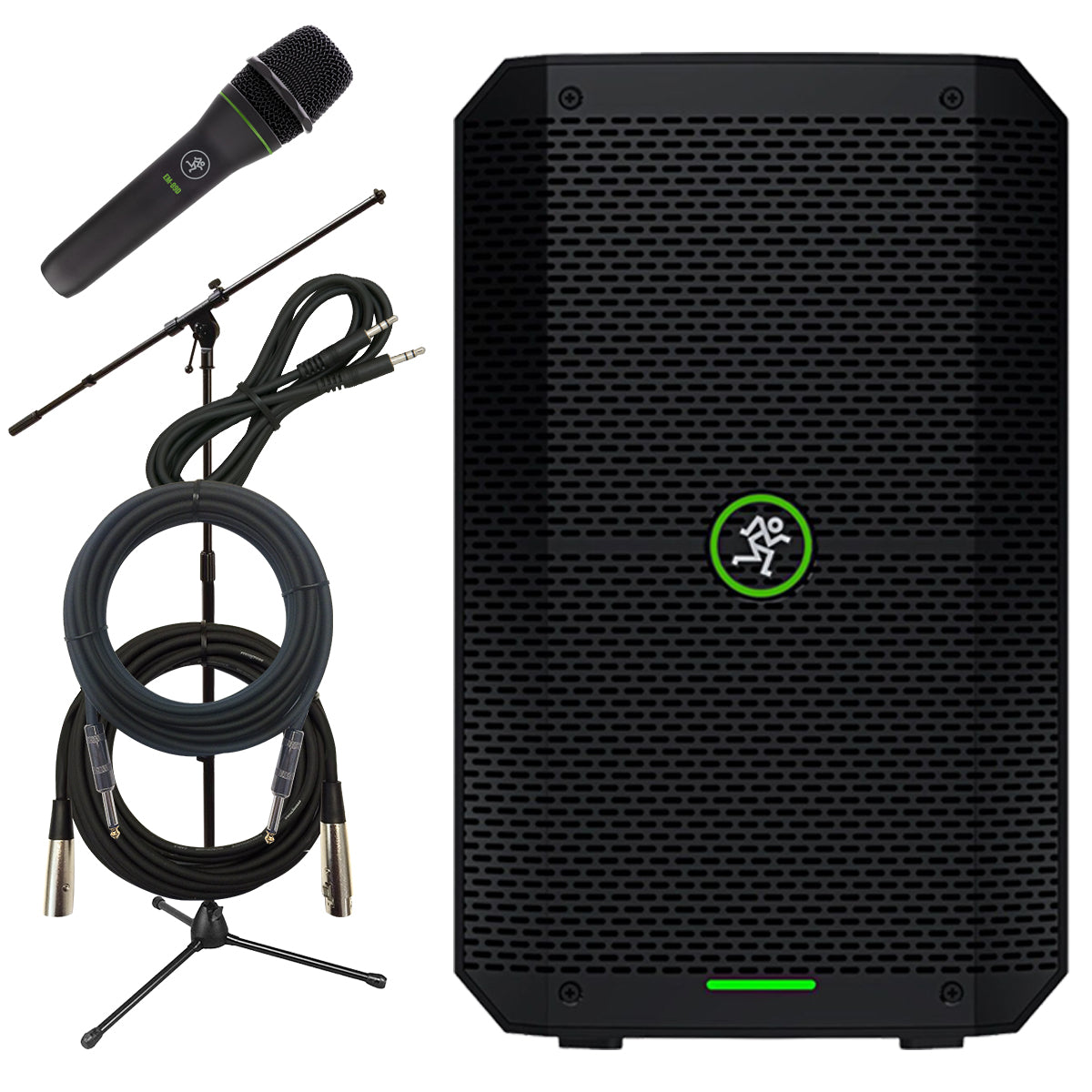 Collage image of the Mackie Thump Go Portable Battery-Powered Loudspeaker PERFORMER PAK bundle