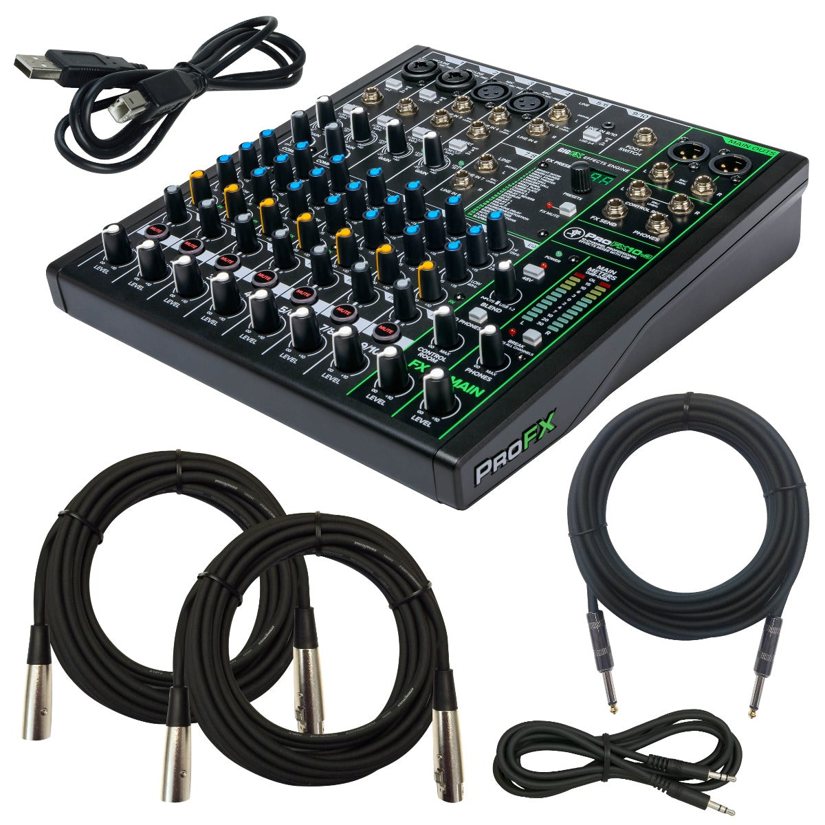 Mackie ProFX10v3 Effects Mixer with USB CABLE KIT