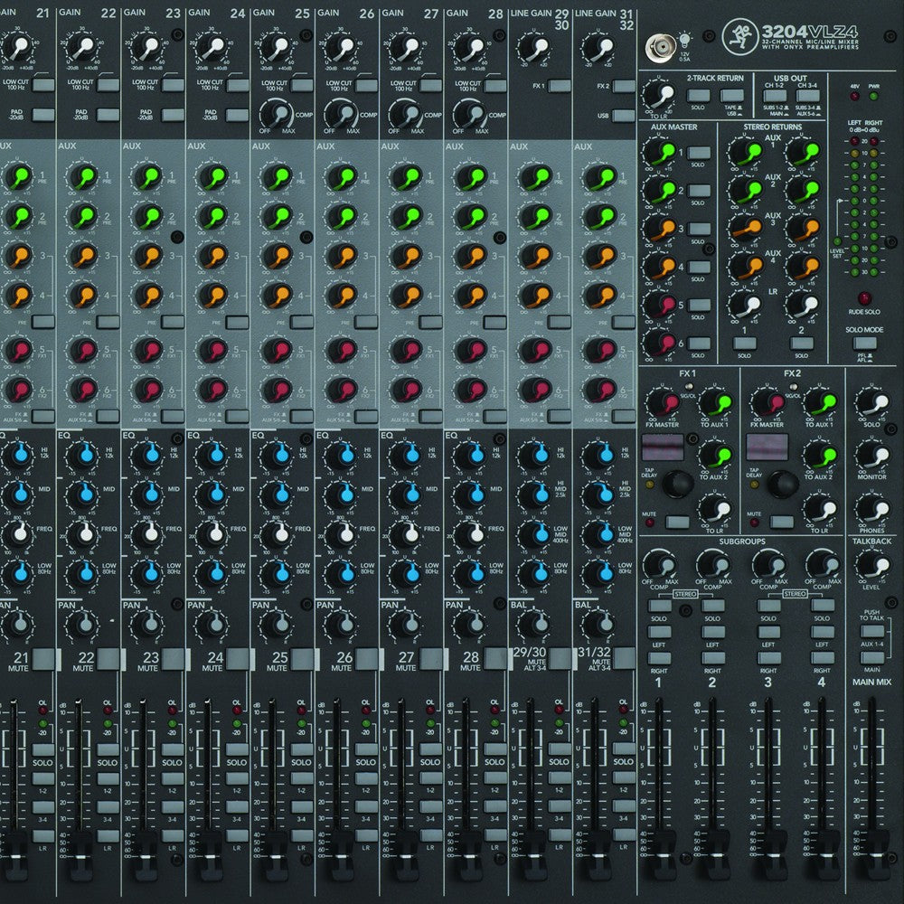 mackie 3204vlz4 32-channel 4-bus fx mixer with usb