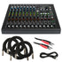 Collage image of the Mackie Onyx12 12-Channel Analog Mixer w/Multitrack USB CABLE KIT bundle