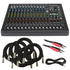Collage image of the Mackie Onyx16 16-Channel Analog Mixer w/Multitrack USB CABLE KIT bundle
