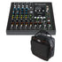Collage image of the Mackie Onyx8 8-Channel Analog Mixer w/Multitrack USB CARRY BAG KIT bundle