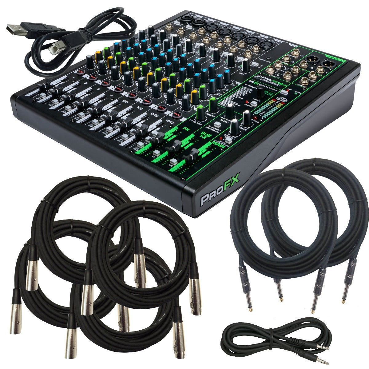 Mackie ProFX12v3 Effects Mixer with USB CABLE KIT