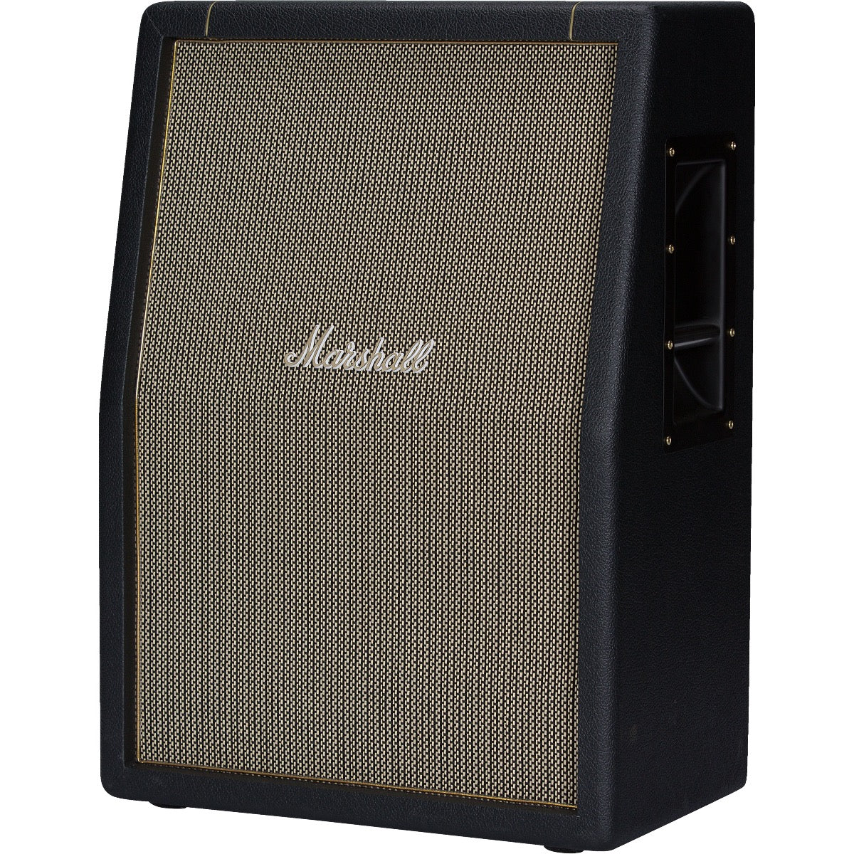 Perspective view of Marshall SV212 Studio Vintage 2x12 Angled Speaker Cabinet showing front and right side