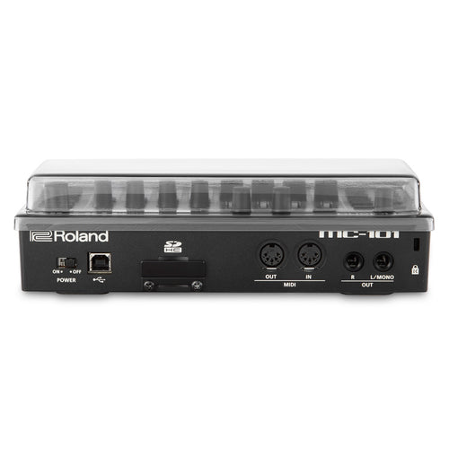 Rear view of Decksaver Roland MC-101 / TR-6S Cover
