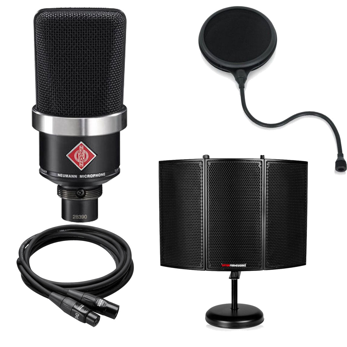Collage image of the Neumann TLM 102 BK Cardioid Microphone - Black STUDIO PAK