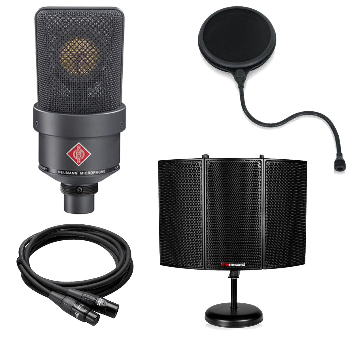 Collage image of the Neumann TLM 103 MT Cardioid Microphone - Black STUDIO PAK