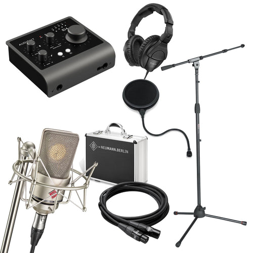 Collage image of the Neumann TLM 103 Mono Set with Shockmount and Case STUDIO ESSENTIALS BUNDLE
