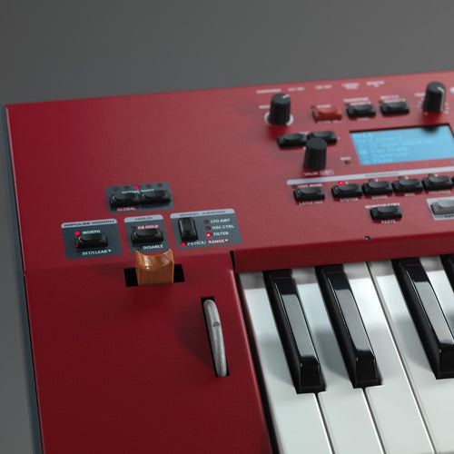 Detail closeup of Nord Wave 2 61-Key Performance Synthesizer showing performance controls