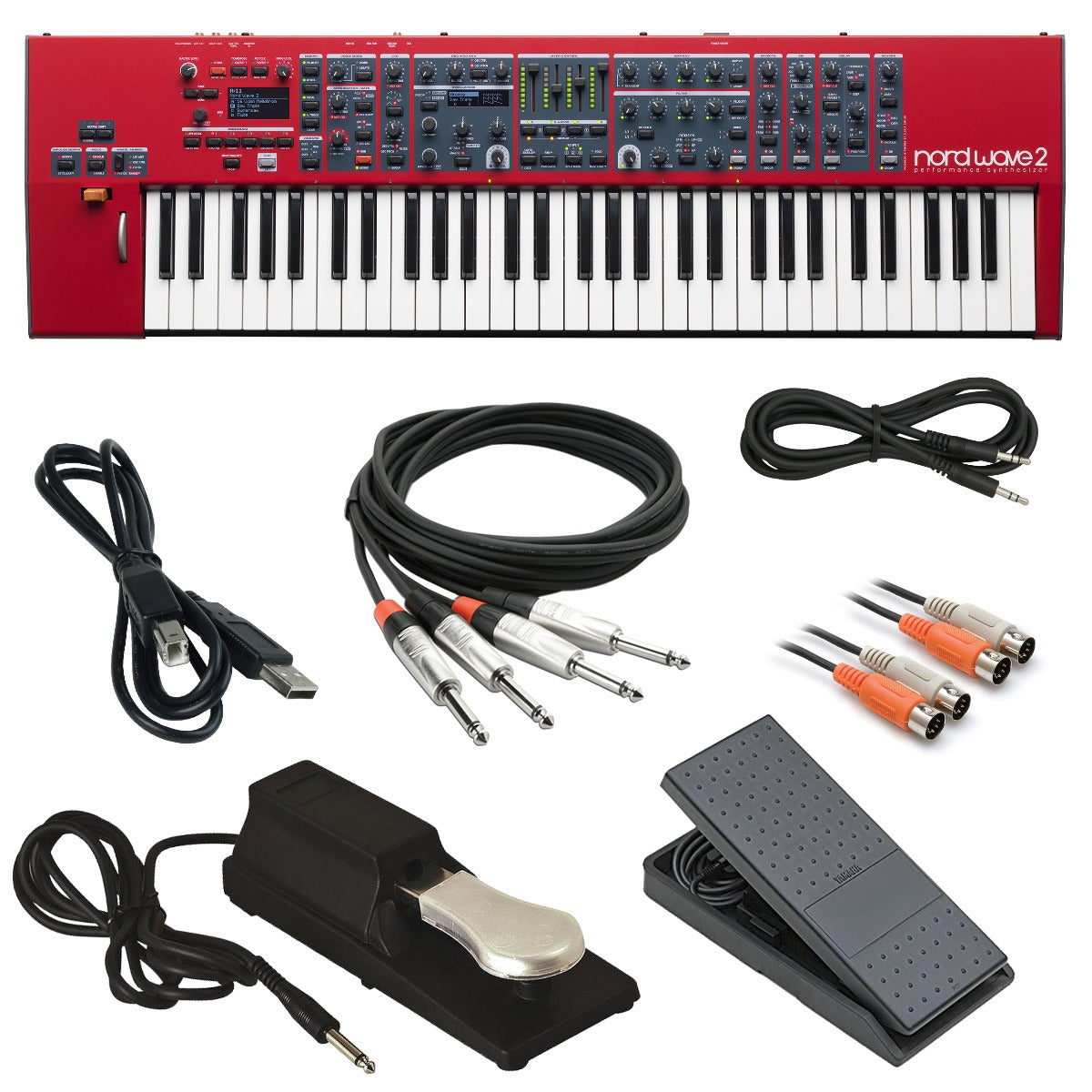 Collage image of the Nord Wave 2 61-Key Performance Synthesizer CABLE KIT