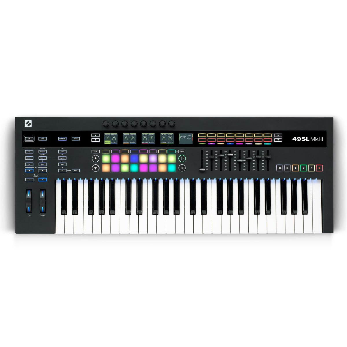 Top view of Novation 49SL MKIII Keyboard Controller and Sequencer