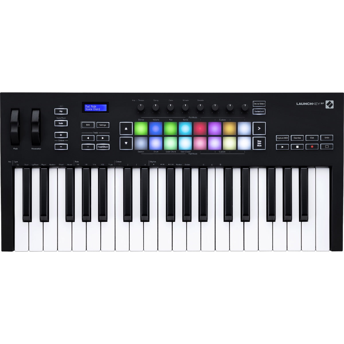 Top view of Novation Launchkey 37 MK3 Keyboard Controller