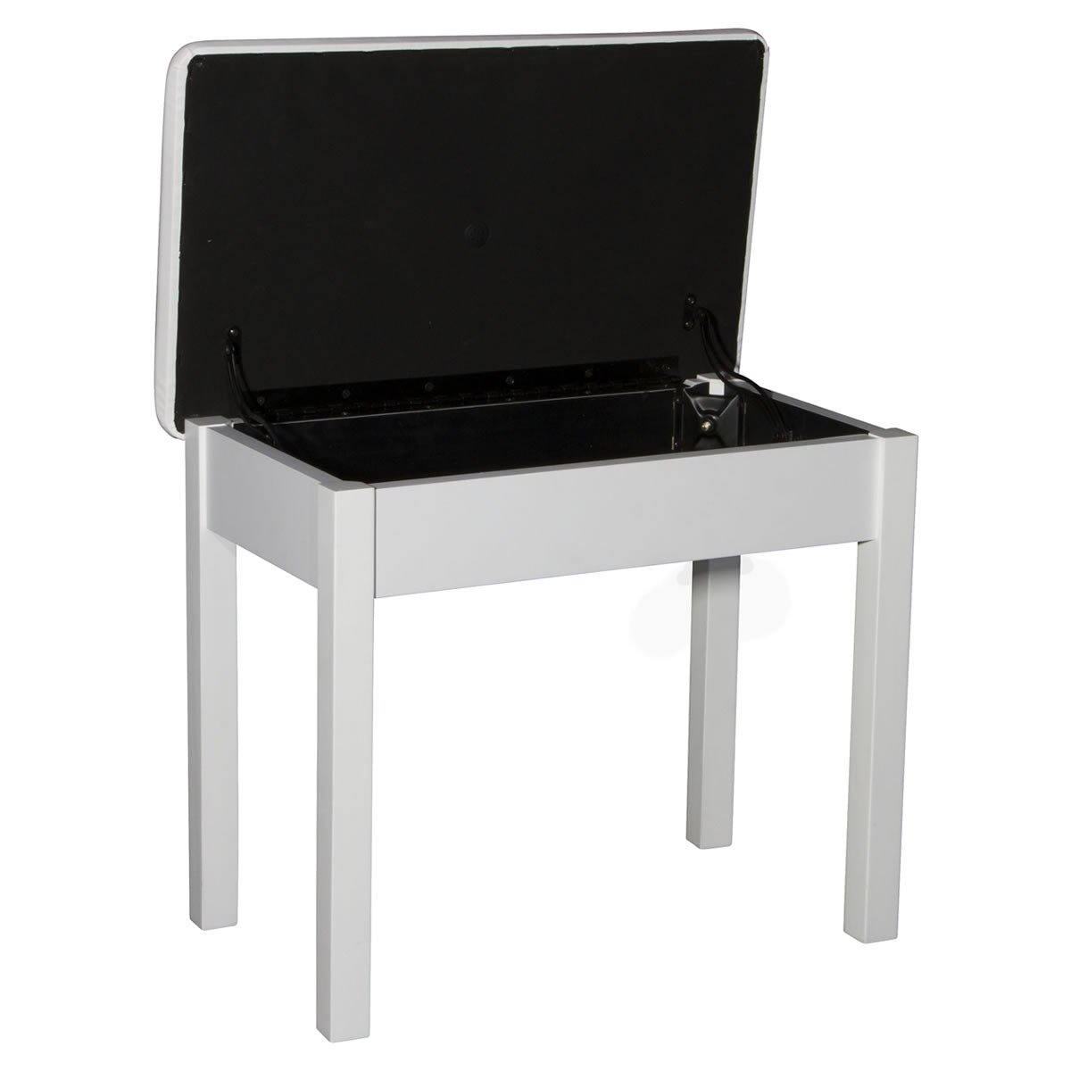 Seat open view of On-Stage KB300 Furniture-Style Flip-Top Piano Bench - White