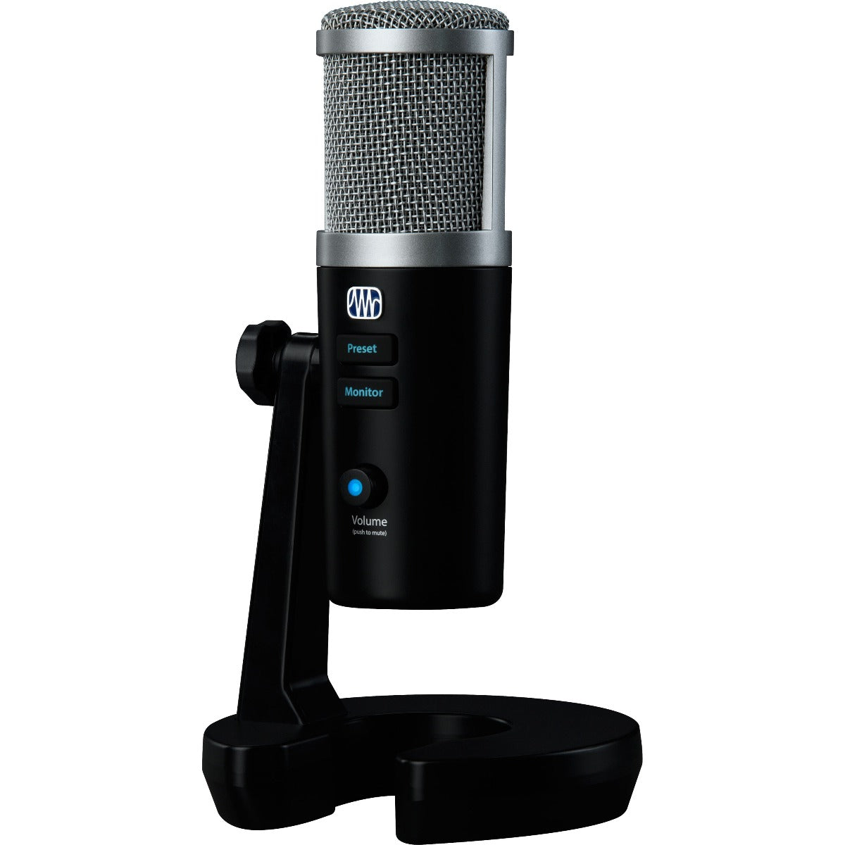 Image of the microphone from a quarter angle perspective