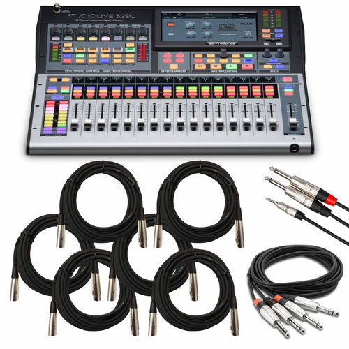 Collage of everything included in the PreSonus StudioLive 32SC Digital Mixer CABLE KIT
