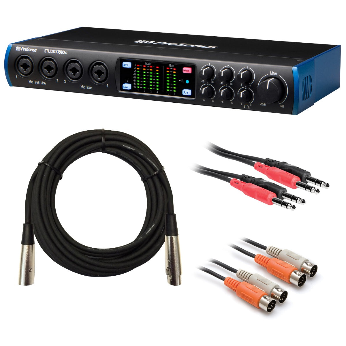 PreSonus Studio 1810C 18x8 4-Pre USB-C Audio Interface CABLE KIT
