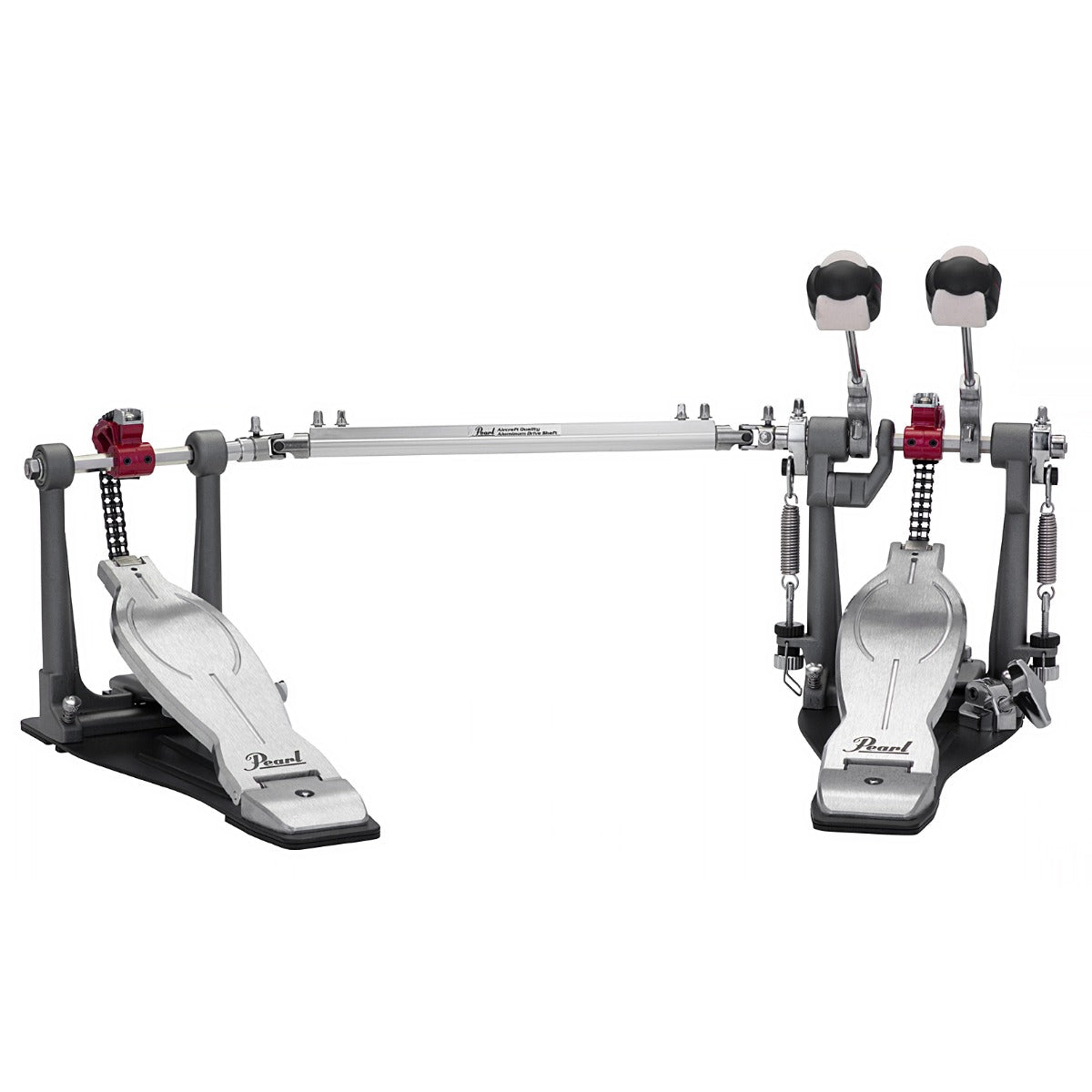 Perspective of sitting behind the Pearl P1032R Eliminator: Solo Red Double Pedal