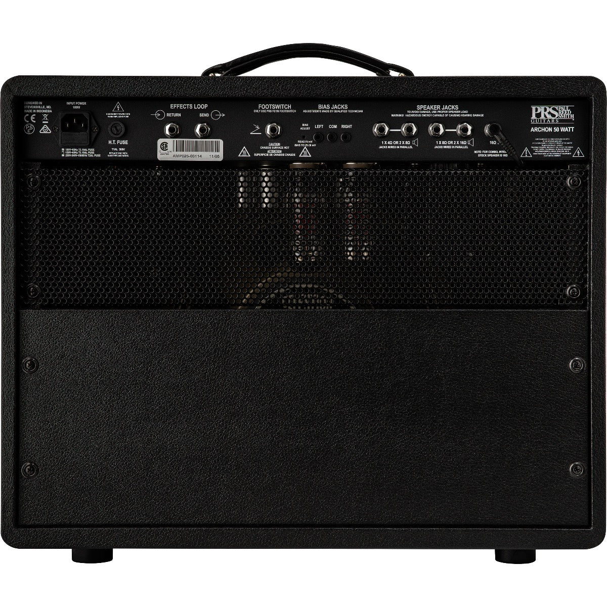 Rear view of PRS Archon 50 Combo 1x12 50W Tube Guitar Amplifier with Celestion V-Type Speaker