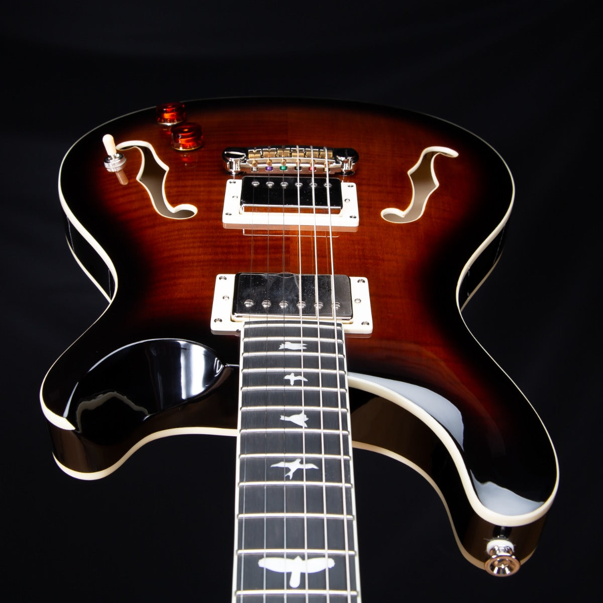 PRS SE Hollowbody II Electric Guitar - Black Gold Burst SN 