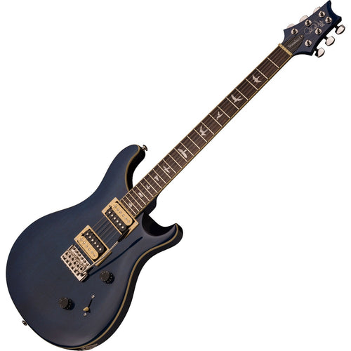 Perspective view of PRS SE Standard 24 Electric Guitar - Translucent Blue showing top and right side