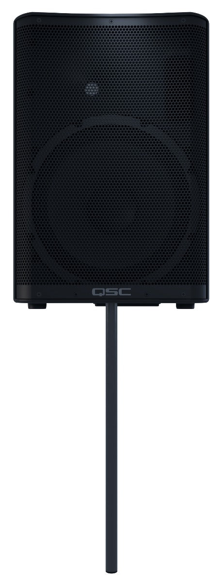 QSC CP12 12" 2-Way Powered Loudspeaker mounted on pole