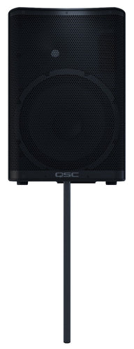 QSC CP12 12" 2-Way Powered Loudspeaker mounted on a pole