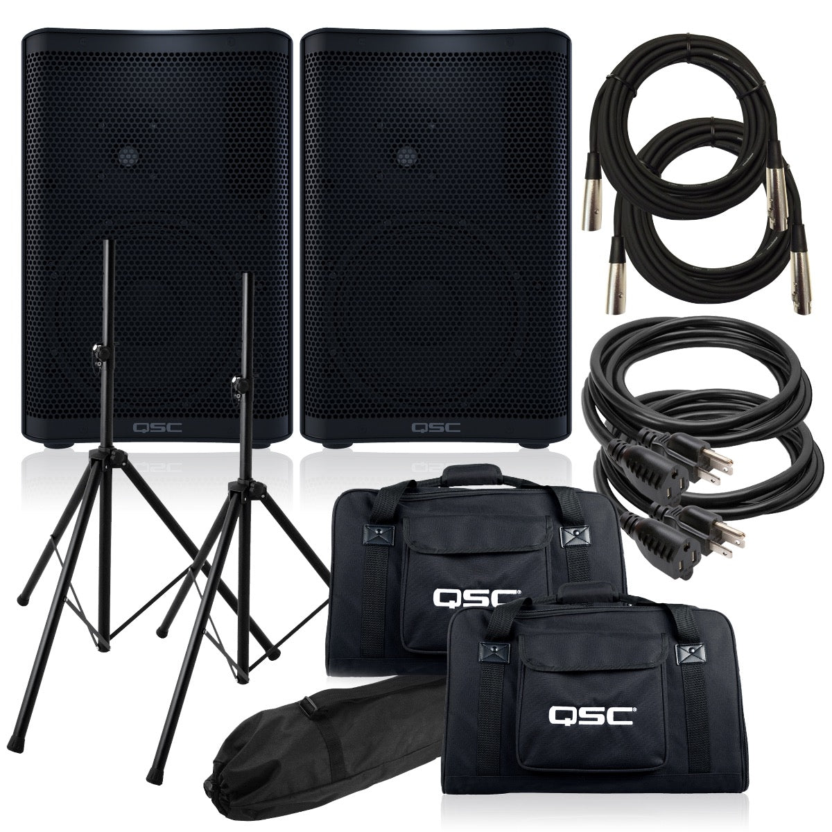 QSC CP8 Powered Speaker AUDIO ESSENTIALS BUNDLE – Kraft Music QSC CP8 Powered Speaker AUDIO ESSENTIALS BUNDLE – Kraft Music