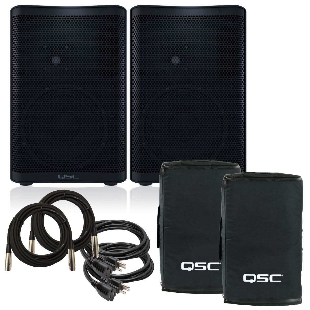 Collage of the QSC CP12 Powered Speaker PERFORMER PAK