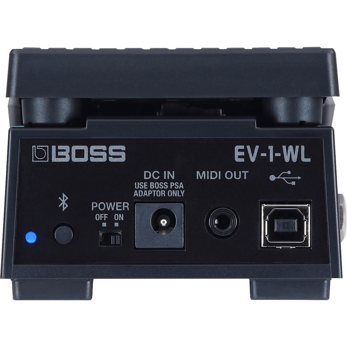 Rear view of Boss EV-1-WL Wireless MIDI Expression Pedal