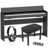 Collage of the components in the Roland F107 Digital Piano - Black COMPLETE HOME BUNDLE