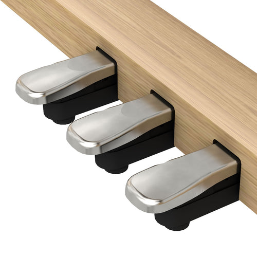 Detail view of Roland F701 Digital Piano - Light Oak showing pedals