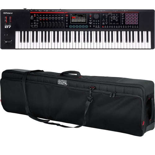 Collage showing components in Roland Fantom-07 Workstation Keyboard CARRY BAG KIT