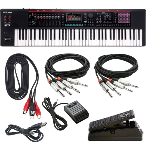 Collage showing components in Roland Fantom-07 Workstation Keyboard CABLE KIT