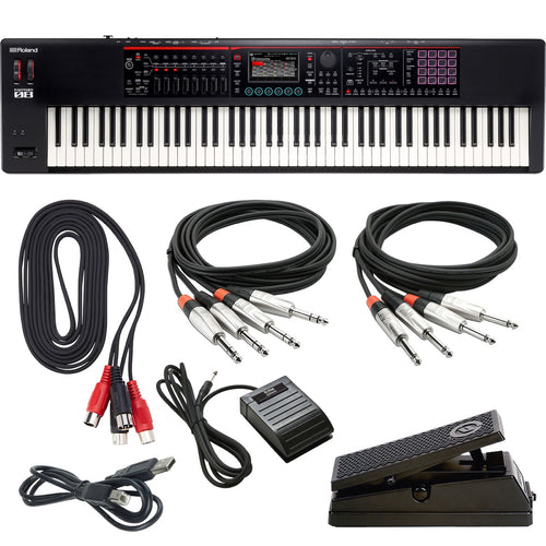 Collage showing components in Roland Fantom-08 Workstation Keyboard CABLE KIT