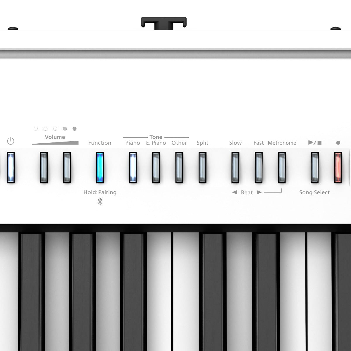 Detail view of Roland FP-30X Digital Piano - White top panel showing control buttons