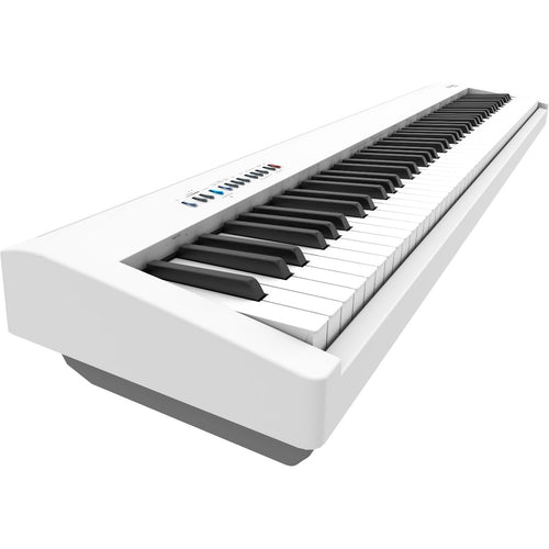 3/4 view of Roland FP-30X Digital Piano - White showing left side, top and front
