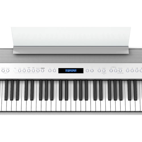 Close-up top view of Roland FP-60X Digital Piano - White showing control panel