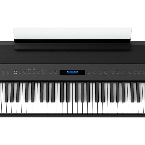 Close-up top view of Roland FP-90X Digital Piano - Black showing control panel