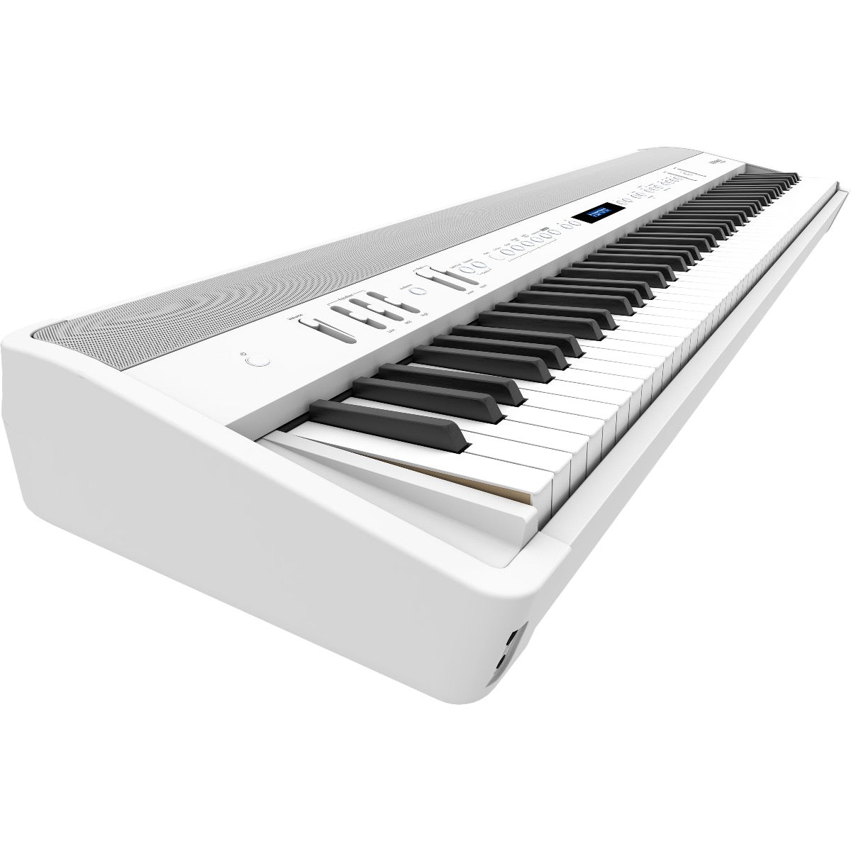 3/4 view of Roland FP-90X Digital Piano - White showing left side, top and front