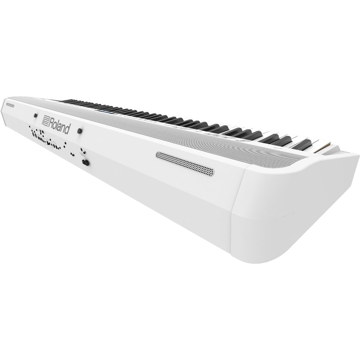3/4 view of Roland FP-90X Digital Piano - White showing rear, top and left side