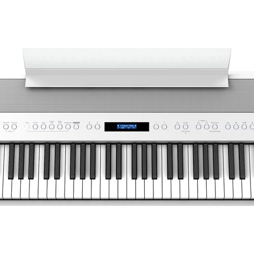 Close-up top view of Roland FP-90X Digital Piano - White showing control panel
