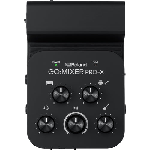 Top view of Roland Go:Mixer Pro-X Audio Mixer for Smartphones