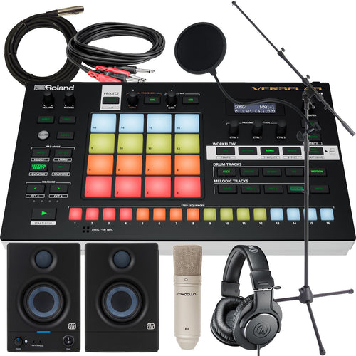 Bundle collage image of Roland Verselab MV-1 Music Workstation COMPLETE STUDIO BUNDLE