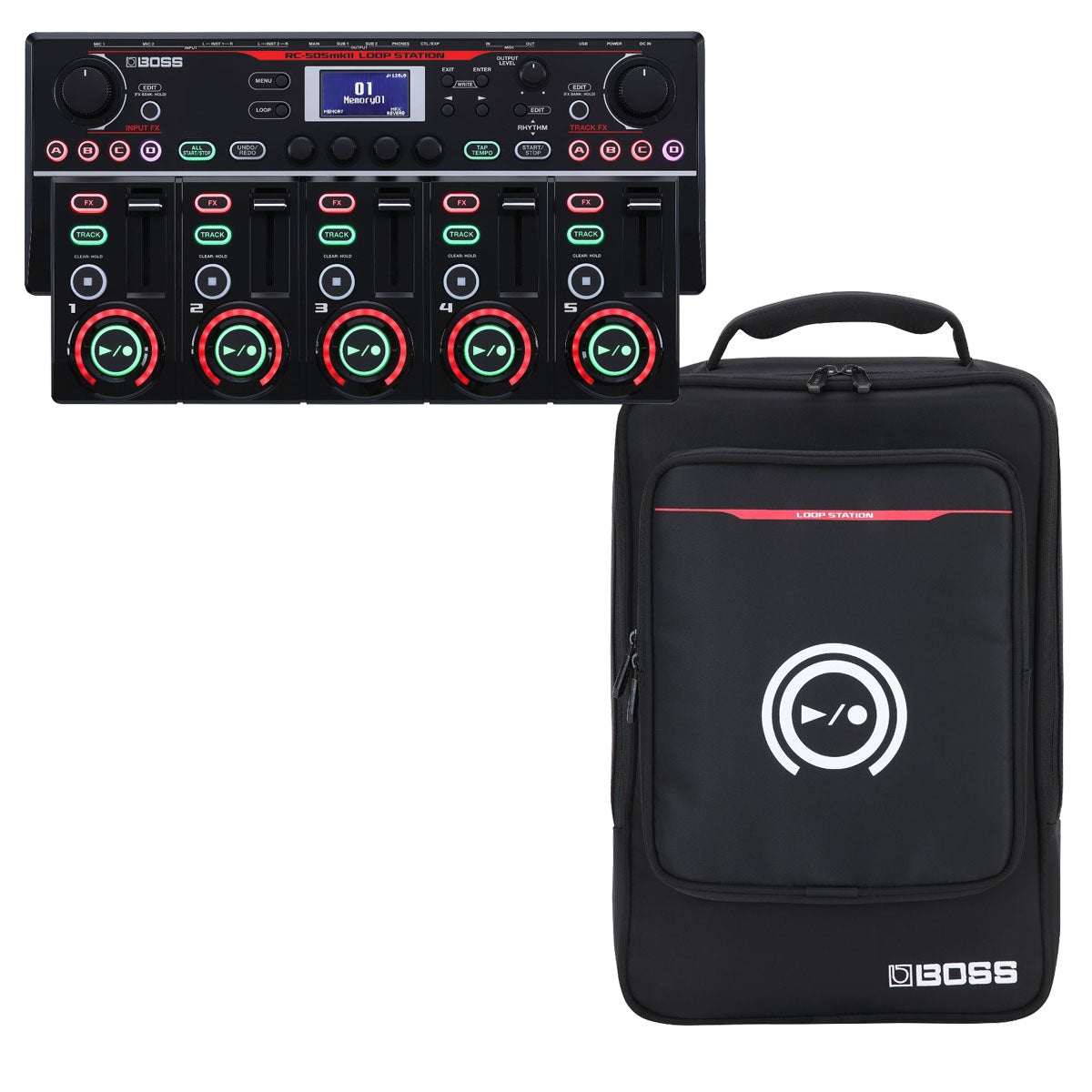 Collage image of the Boss RC-505mkII Loop Station CARRY BAG KIT